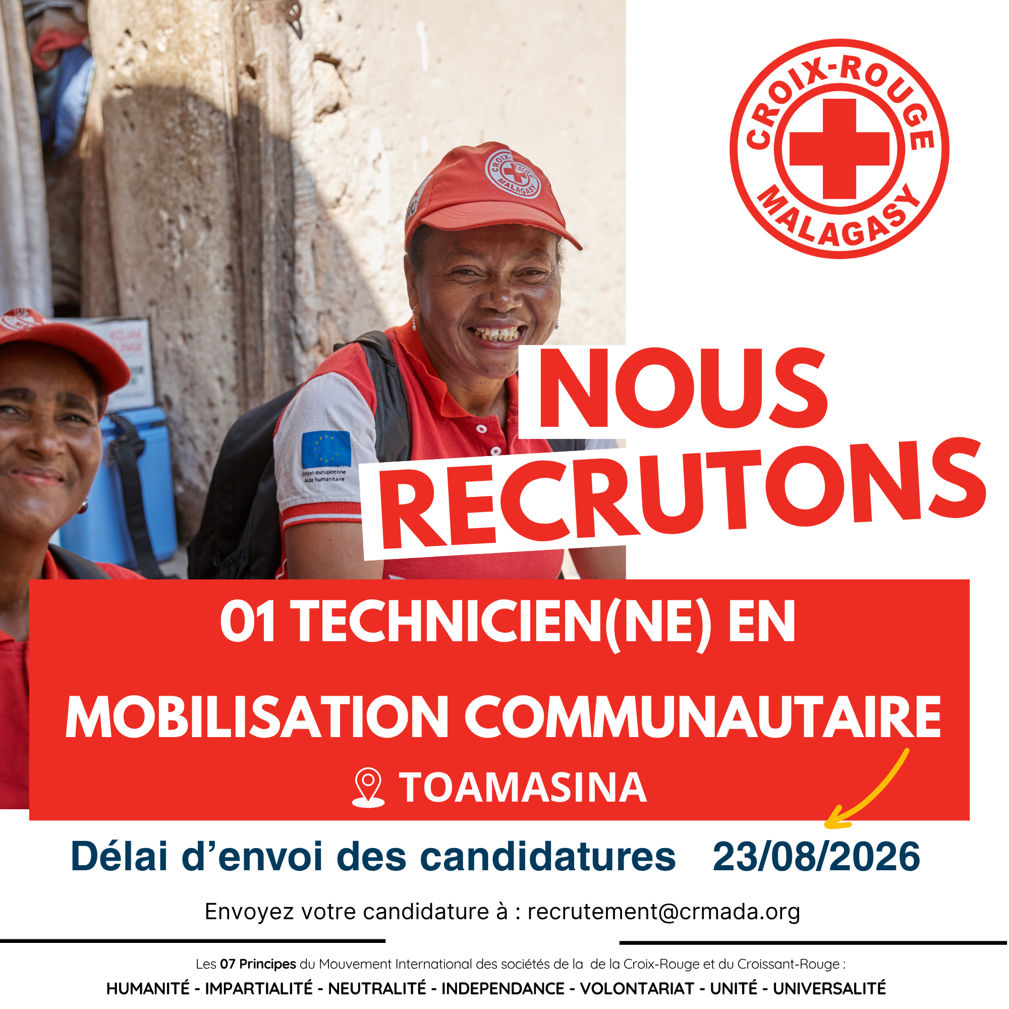 AVIS DE RECRUTEMENT  « UN (E) TECHNICIEN(E) EN MOBILISATION COMMUNAUTAIRE »  RECRUTEMENT LOCAL